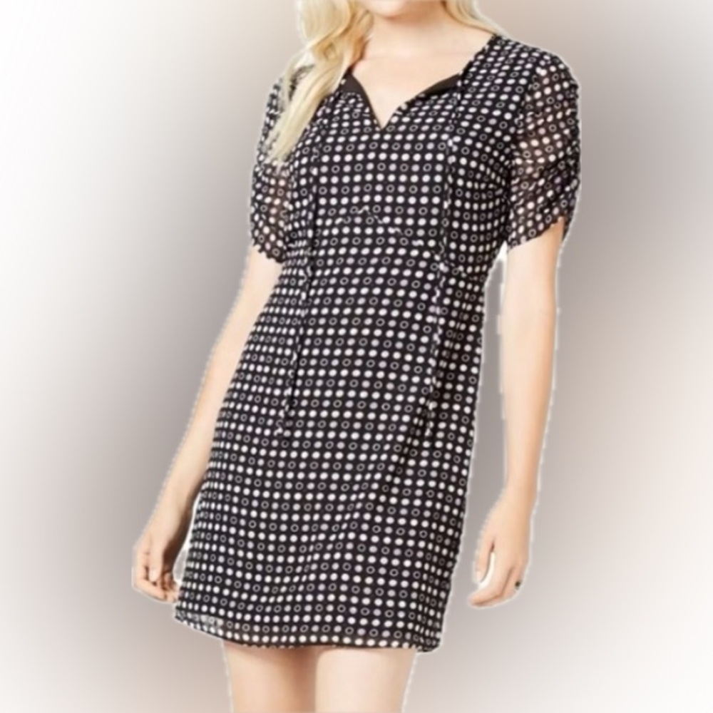 Maison Jules Black and White Patterned Mini Dress